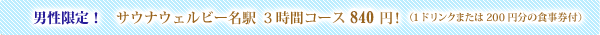 サウナウェルビー名駅 3時間コース840円