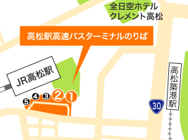 地図：高松駅高速BT