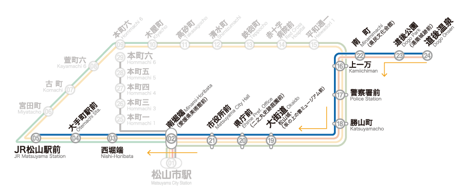 ⑤番ＪＲ松山駅前線 ＪＲ松山駅前行き